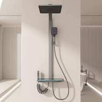Colonne de douche thermostatique LED de luxe avec pommeaux de douche pluie, finition blanc piano, style moderne CLASSIQUE pour hôtel