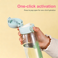 Bouteille d'eau portable pour enfants sans BPA en Tritan, anti-fuite, avec couvercle à clapet et double mode de consommation, pour l'école et le quotidien
