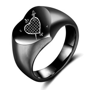 Heart-Shaped <b>Ring</b> 12mm Stainless Steel Gold Women's Fashion Jewelry Gift - Product Image 4