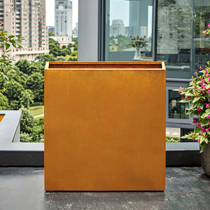 Pot de fleur rond extérieur en <span class=keywords><strong>acier</strong></span> <span class=keywords><strong>corten</strong></span> K.D Jardinières extérieures en métal pour le jardin Grands pots de plantes bon marché à vendre - Product Image 3