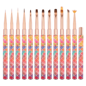 Pinceau applicateur de vernis à ongles en polygel, mini, ovale, plat, à manche métallique effet écaille de poisson - Product Image 1