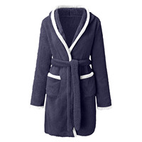 Peignoir chaud en peluche à manches longues et taille élastique pour femme