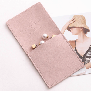 Pochette à bijoux en microfibre avec logo personnalisé imprimé, fermeture à bouton, pochette de rangement pour accessoires, sac en velours, sac à rabat pour colliers et boucles d'oreilles - Product Image 3