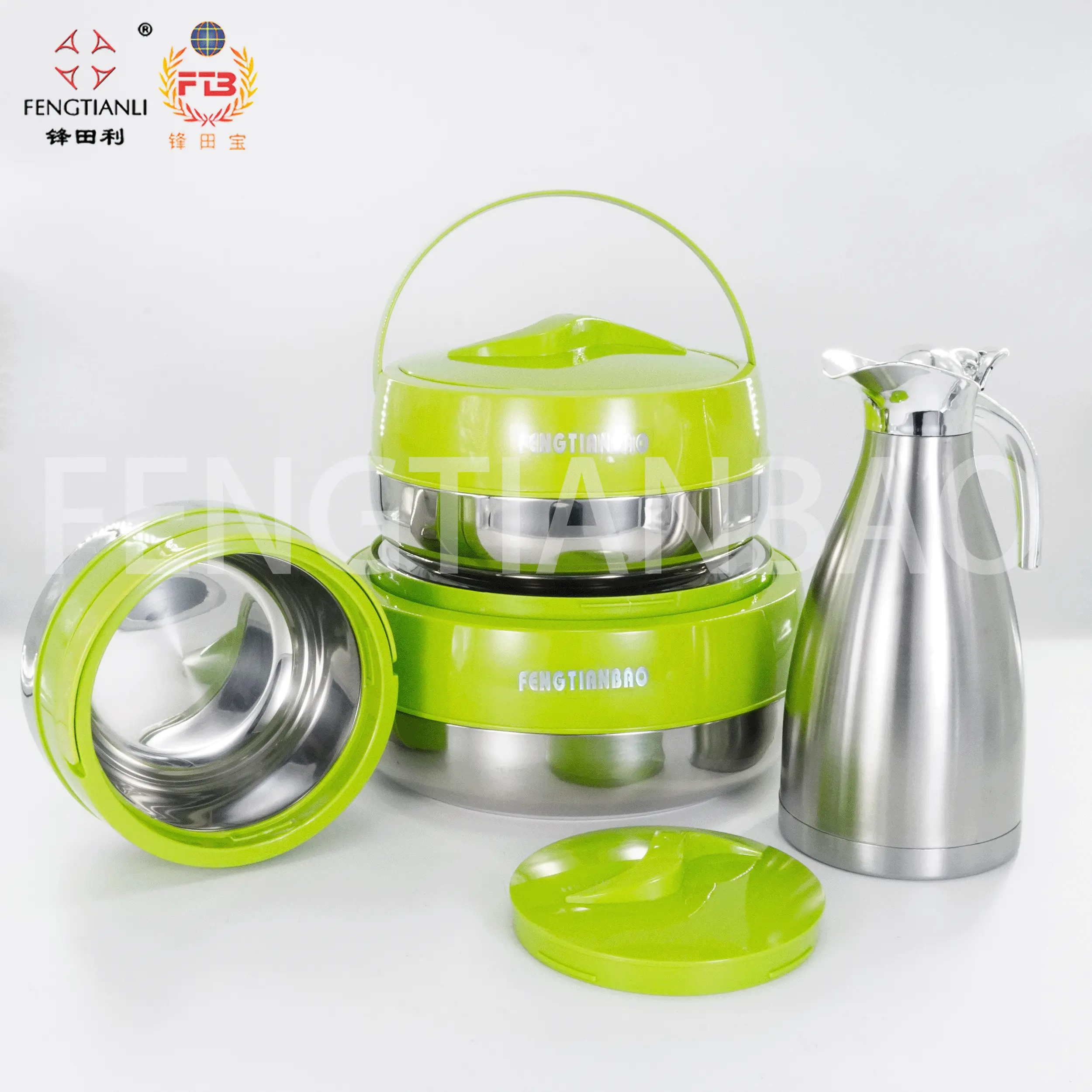 stainless steel casseroles 3PCS Keepfood Warm Container stainless Steel hotpot food warmer set &stainless steel coffee pot2.0L