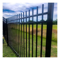 Valla de Jardín de Acero Popular Resistente al Agua, Valla de Seguridad con Parte Superior Plana, Valla de Hierro Forjado con Recubrimiento de Polvo Negro, Valla de Aluminio