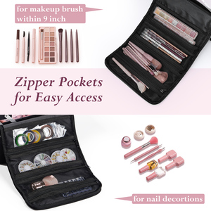 Travel <b>Makeup</b> Train <b>Case</b> with 4 Trays Large <b>Makeup</b> Bag Organizer with Luggage Sleeve Professional Cosmetic Storage Bags - Product Image 2
