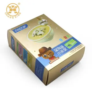Kotak kemasan serpihan Jagung sereal bayi beras mudah terurai desain cetak kustom kotak kardus kertas karton makanan ringan biji
