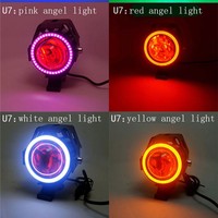 Feux de moto U7 Angel Eye Devil Eye LED Laser Cannon Phares avant Projecteurs de remplacement Neufs