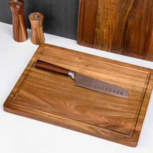 Tabla de cortar rectangular de madera de acacia multifuncional para cocina, tabla para cortar verduras, frutas, pan y como plato para servir. - Product Image 3