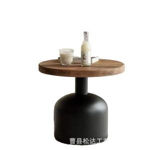 Custom-made cream-colored <b>small</b> <b>round</b> wooden coffee <b>table</b> for bedroom, living room, <b>small</b> apartment, sofa <b>side</b> <b>table</b>, tea - Product Image 5