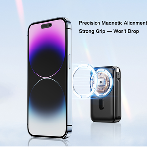 10000mAh Magnetic Wireless Power Bank 22.5W PD Fast Charge with Built-in <b>Cables</b> LED Digital Display Portable <b>Charger</b> - Product Image 3
