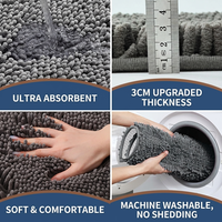 Non Slip 3 Piece Bath Mat Bathroom Rugs Set Machine Washable Absorbent Bathroom Mats with Toilet Rug,Bath Mats for Bathroom