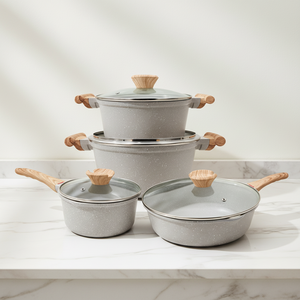 Juego de Batería de Cocina de <span class=keywords><strong>Granito</strong></span> por Inducción SANLANG de 8 Piezas, <span class=keywords><strong>Ollas</strong></span> y Sartenes Antiadherentes de Aluminio Fundido a Presión, Juego de Utensilios de Cocina Personalizados - Product Image 1