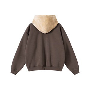 Sudadera con capucha de 500g para hombre, sudadera cálida de tela de felpa compuesta, sudadera con cremallera de calle de gran tamaño para invierno - Product Image 2