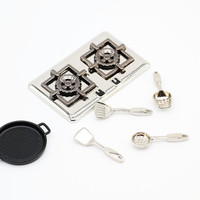 Peralatan Masak Mini Logam, Saringan, Spatula, Panci Sup, Model Miniatur OB11 untuk Dekorasi Rumah Boneka