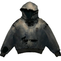 Veste en laine lavée personnalisée DiZNEW, veste à capuche vintage délavée, veste à capuche pour homme et sweat-shirt