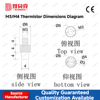 Sensor Suhu RTD Termistor Berulir M3/M4 Tembaga Murni Bersertifikasi CE untuk Pencetakan 3D PT100/PT1000 Tahan Suhu Tinggi