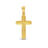 Colgante de Cruz Cristiana de Oro de 14K, Grande, Redondeado, Hecho a Mano, Pulido, Amarillo, Unisex, Sin Níquel, Sin Plomo, Elegante Regalo