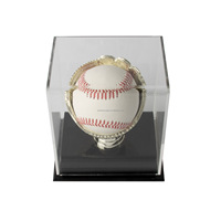 Étui de présentation pour ballon de baseball autographié en plastique, support de ballon de baseball en plastique autoportant argenté