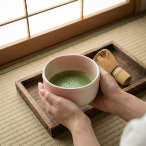 Tazón de cerámica de color rosa pastel suave para mezclar té matcha tradicional. - Product Image 4