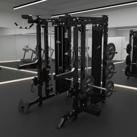 Máquina Smith con pilas de pesas, gimnasio en casa todo en uno, rack de sentadillas, sistemas duales de dominadas, máquina de cable cruzado, acero al carbono