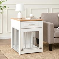 Table d'appoint moderne pour chien avec tiroir de rangement et porte rabattable en panneau de particules, multifonction pour salon, entrée, couloir