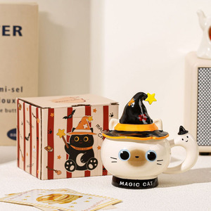 Taza de Cerámica con Diseño de Gato y Sombrero Mágico <span class=keywords><strong>3D</strong></span>, Elegante Taza de Café Diaria con Tapa, Exquisito Regalo de Recuerdo para Niñas y para la Inauguración de Tiendas - Product Image 4