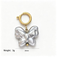C&J Yanye Pendentif Breloque Papillon Baroque en Acier Inoxydable avec Perle et Boucle, Accessoire DIY, Bijoux Fins Tendance pour Vacances d'Été