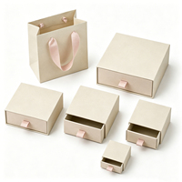 Boîte en carton vide de luxe de couleur rose pêche, avec logo personnalisé, style tiroir, pour l'emballage de cosmétiques, de parfums, de bijoux et de bagues