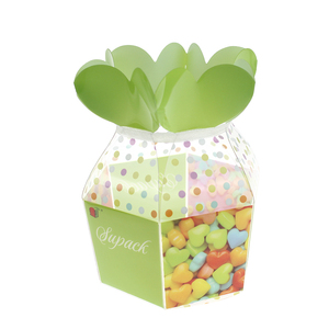 Custom Logo Wedding Candy Packaging Box Transparent PVC Folding Gift Box Packaging