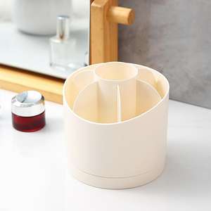 Porte-crayons rond en plastique de table, support de rangement rotatif portable pour pinceaux de maquillage et rouge à lèvres - Product Image 5