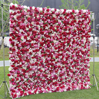 Dinding Bunga Artifisial NINI Silk Square Fashion Style, Desain Merah Punch, Dapat Disesuaikan, Latar Belakang, Pilihan Artifisial Lintas Negara