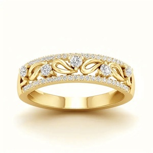 Golden Women's Fashion Ring Water Drop Shape Wax Set Cubic Zirconia Double <b>Row</b> <b>Gift</b> Jewelry - Product Image 1