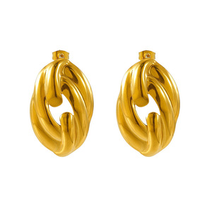 Zogxin Geometric Stud Earrings Gold Stainless Steel Women's Fashion Jewelry Gift - Product Image 5