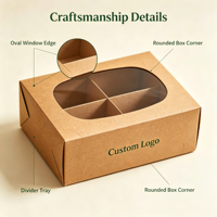 Boîte à pâtisserie en papier kraft personnalisée, acceptant les commandes d'échantillons, boîte recyclable avec diviseurs intérieurs pour l'emballage de biscuits et de pâtisseries