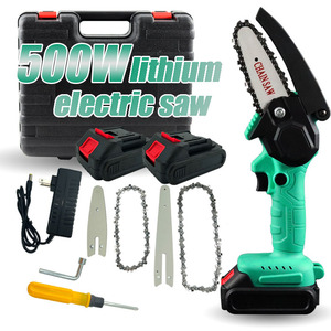 เครื่องตัดไม้ขนาด 4+6 นิ้ว สำหรับงานอุตสาหกรรมและงาน DIY ใช้พลังงานแบตเตอรี่ 21V เลื่อยโซ่ยนต์ขนาดเล็กไร้สาย - Product Image 1