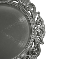 Assiettes de présentation dorées électroplaquées Woju Vintage 13 pouces en plastique avec bord festonné pour la location d'événements et la mise en table