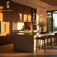 Meubles de cuisine sans cadre, style moderne, portes en bois massif, pour projets de construction de maisons complètes