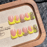 Nouveauté : Faux ongles à presser en acrylique PMMA 3D, faits main, forme bec de canard courte et courbée, couvrance totale, personnalisables OEM, prêts à poser