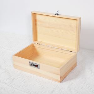 ब्लाइंड बॉक्स स्क्वायर लकड़ी के भंडारण बॉक्स और पासवर्ड पैडलॉक ढक्कन और नीचे प्राकृतिक लकड़ी पैकेजिंग और बुक बॉक्स - Product Image 2