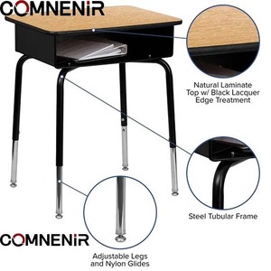 Bàn ghế học sinh có thể điều chỉnh độ cao, phù hợp với các nhóm tuổi học sinh khác nhau, thiết kế công thái học, ngăn ngừa gù lưng - Product Image 1