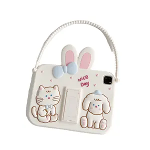 新款可爱卡通动物兔狗硅胶携带支架硅胶ipad迷你套装