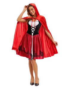 Costume di Halloween Cappuccetto Rosso Gotico per Adulti Unisex in Poliestere, Abito Medievale con Mantello per Cosplay - Product Image 3