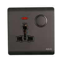 ABUK Interrupteurs et prises électriques muraux modernes 1/2/3/4 gangs 86 EU UK 220V 20A 40A à bouton rond avec néon tactile et 2 ports USB Type-C
