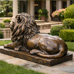 실물 크기 청동 누워있는 사자 조각상, 야외 정원 장식용, 사실적인 빌라 마당 조각상 - Product Image 3