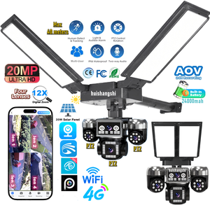 Lámpara Solar de Jardín para Exteriores de 24000 mAh y 4000 W, 4 Lentes, 3 PTZ, IP Inalámbrica, Tarjeta SIM 4G, Wifi, Cámara de Vigilancia CCTV Solar - Product Image 1