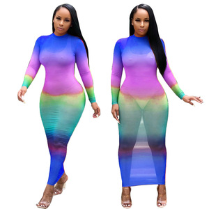 Women Graduation Gauze <strong>Mesh</strong> See Through O-neck Long Sleeve Maxi <strong>Dress</strong> Sexy <strong>Beach</strong> Club Night Women's Midi <strong>Dresses</strong> - Product Image 4