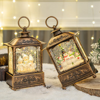 Décorations de Noël transfrontalières : Lanterne en plastique à thème Père Noël, boîte à musique, boule de cristal lumineuse, petits cadeaux de Noël pour les fêtes