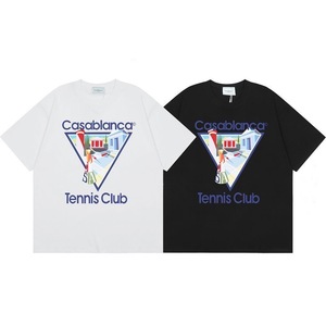 Camiseta de Algodón con Estampado Arqueado del Logotipo Clásico de <span class=keywords><strong>Casablanca</strong></span>, Camiseta de Manga Corta Informal de Lujo y Alta Calidad para Uso Diario - Product Image 4