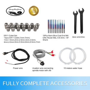 Motor de Husillo CNC Refrigerado por Agua de Bajo Ruido Zhong Hua Jiang ER11 1.5KW 65mm 110V/220V 24000RPM 1.2Nm Torque con Kit VFD y Bomba de Agua - Product Image 3